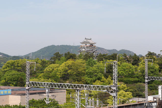 遠くから撮った福山城の風景